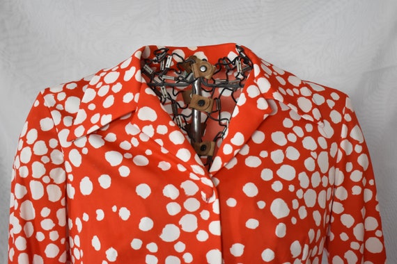 Wonderful Red-Orange Vintage 1970's Polka Dot Kni… - image 4