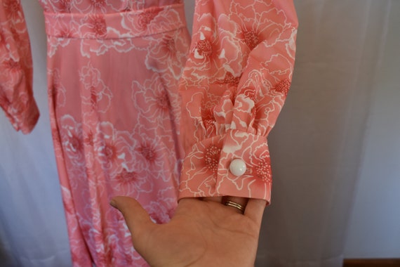 Vintage 1970's Pink Floral Dress // Handmade // U… - image 7