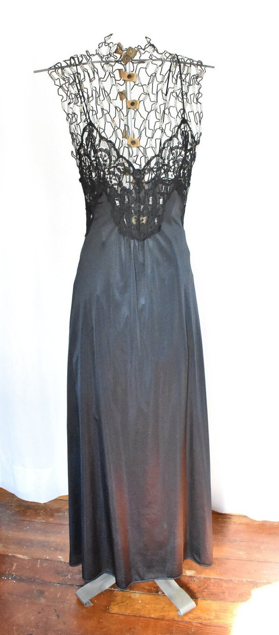 Vintage Black Val Mode Lingerie Nightgown // Size… - image 1