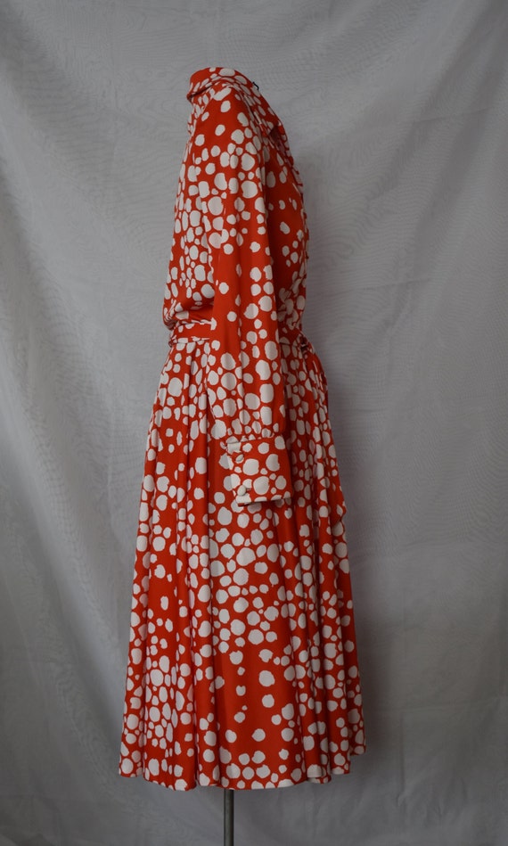 Wonderful Red-Orange Vintage 1970's Polka Dot Kni… - image 2