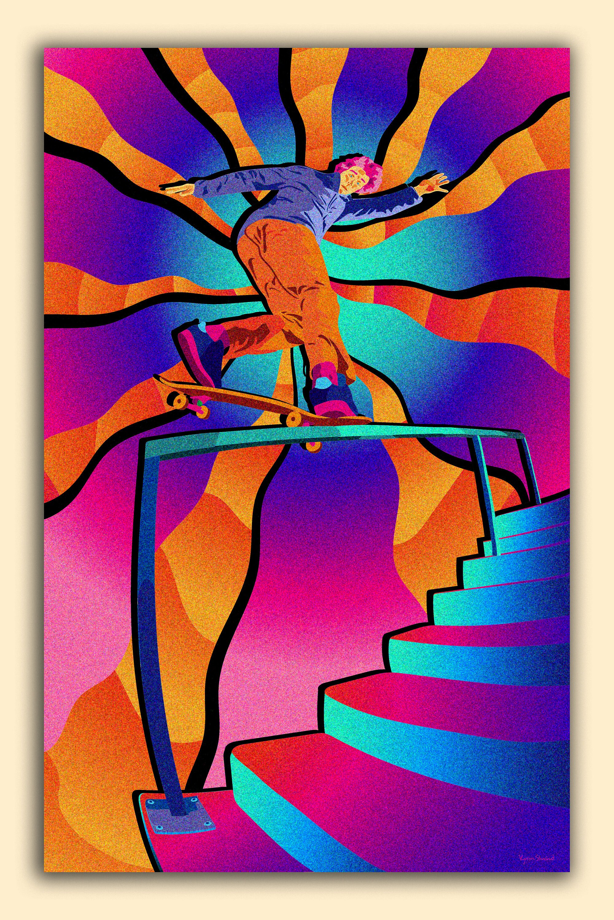 Rad Skateboarding Poster Cool Wall Art Skater Print Trippy Etsy