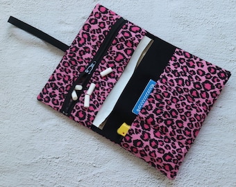 Tabakbeutel Leopardenmuster Pink mit Gummiband