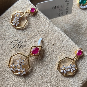 14k Solid Gold Diamond Flower Pendant with Ruby, Unique Pendant for Anniversary Gift, Ruby Diamond Pendant, July Birthstone Pendant