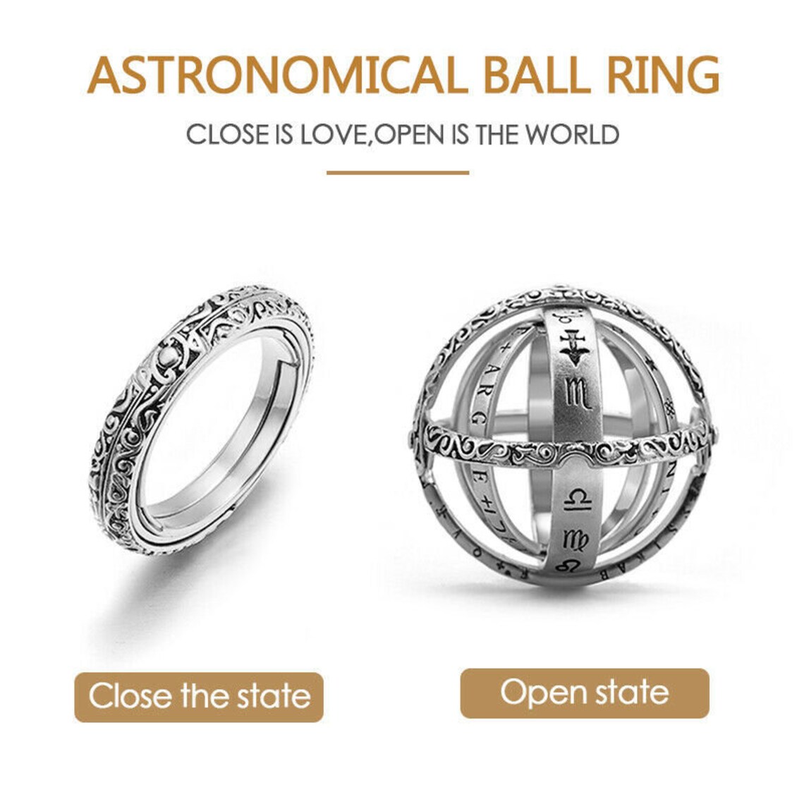 Stainless Steel Armillary Sphere Ring That Unfolds Into Etsy Canada