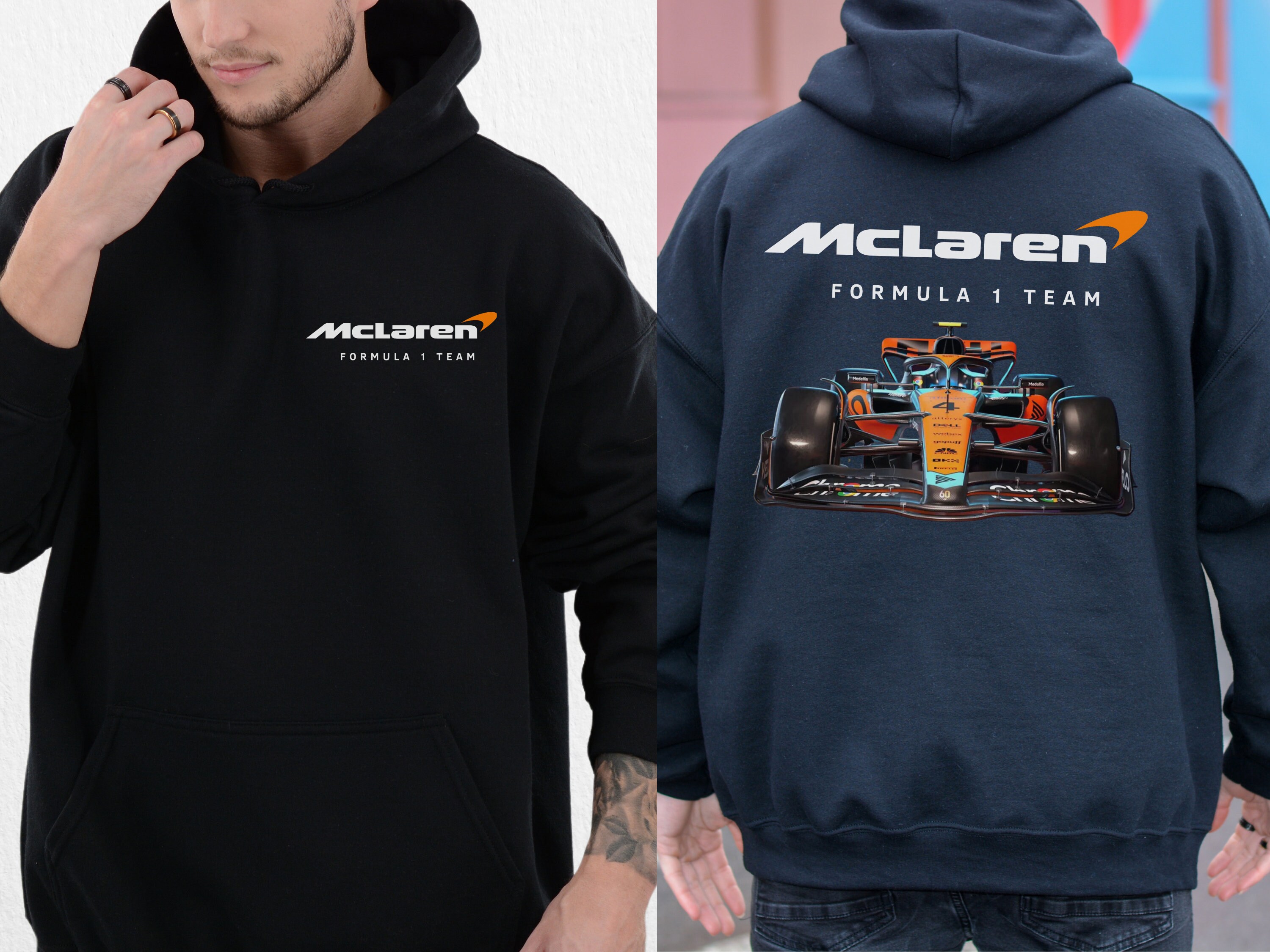 thumbnail image 2 of McLaren F1 Men's Miami Neon Logo Hoodie – Black / Vice Blue / Aqua Sky – Official McLaren-Castore Gear 2 of 6