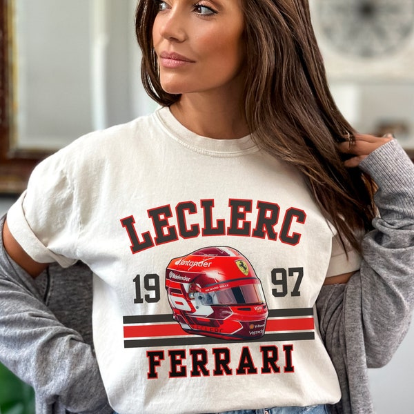 T-shirt Charles Leclerc, merchandising F1, maglietta Formula 1, maglietta Ferrari, maglietta Varisty Leclerc, maglietta Leclerc, maglietta F1