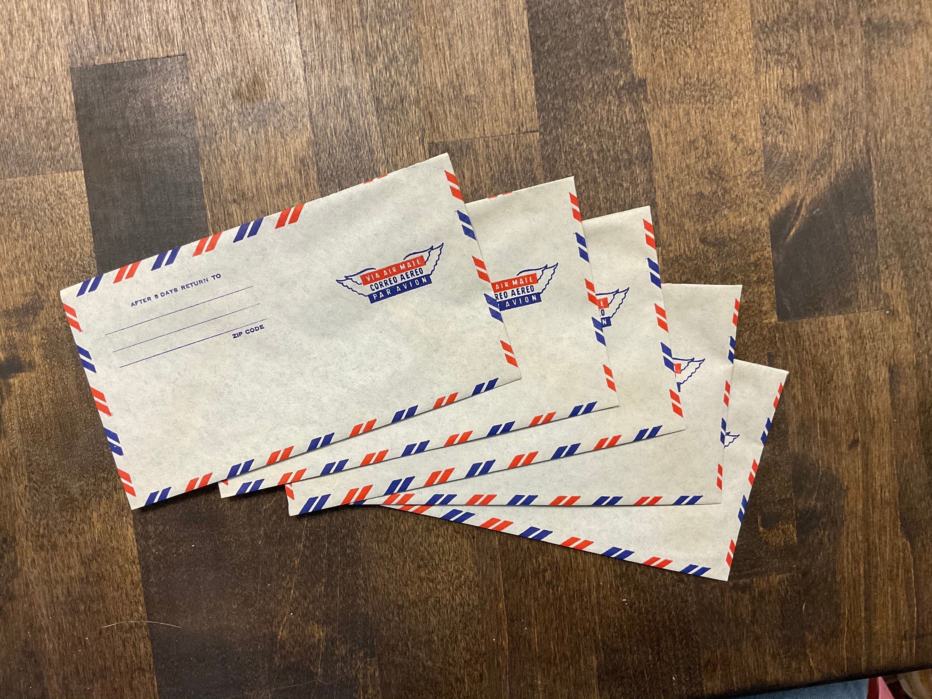 Vintage Air Mail Envelopes Set of 5 Etsy UK