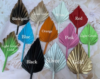 Dried Palm Spear Leaves ,black, pink, blue, gold, white, green orange palm spear, palm cake topper, palm decor, dried flowers cake decor