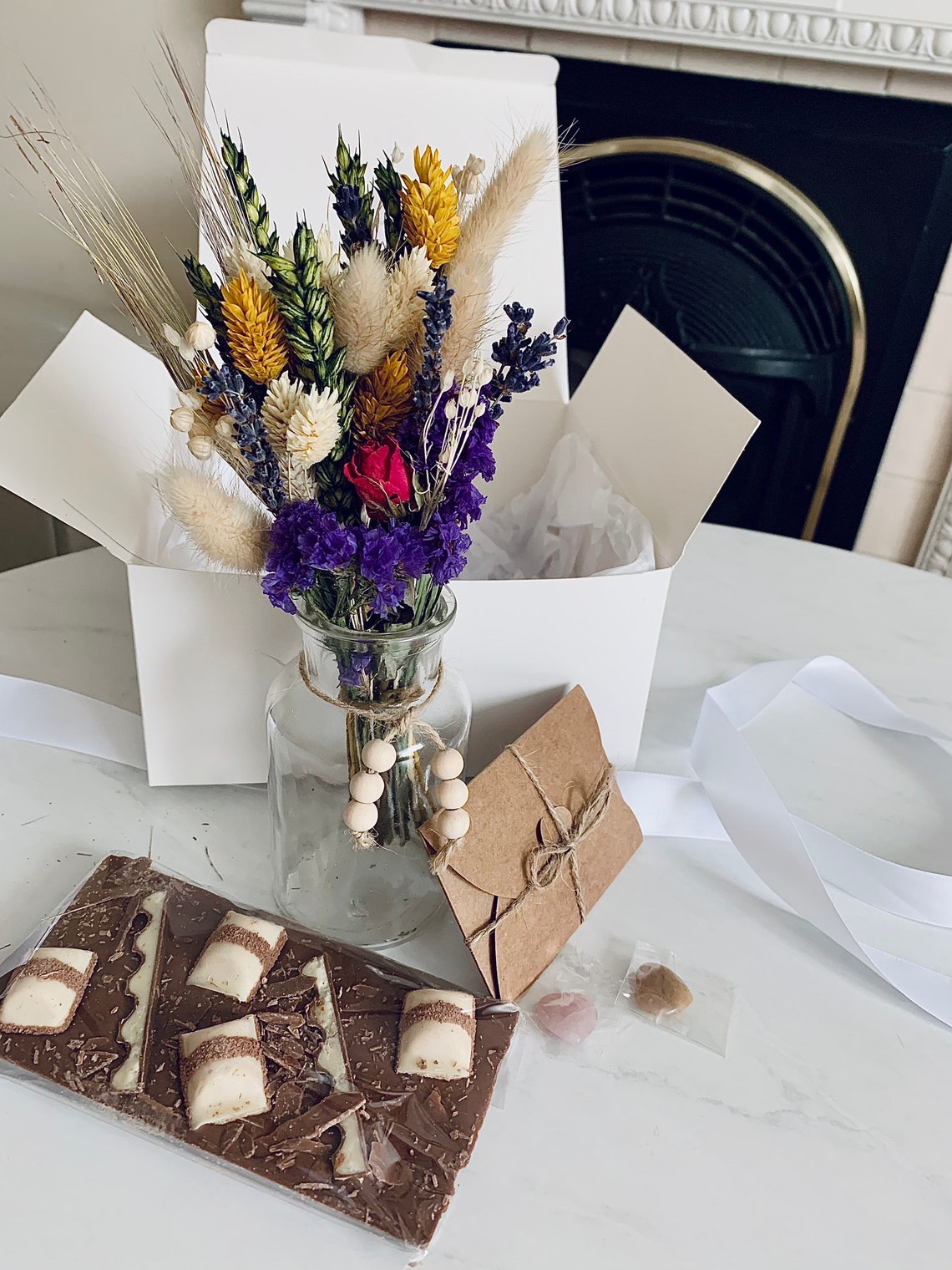 Luxury Dried Flower Gift Box / Dried Flower Bouquet Glass Etsy