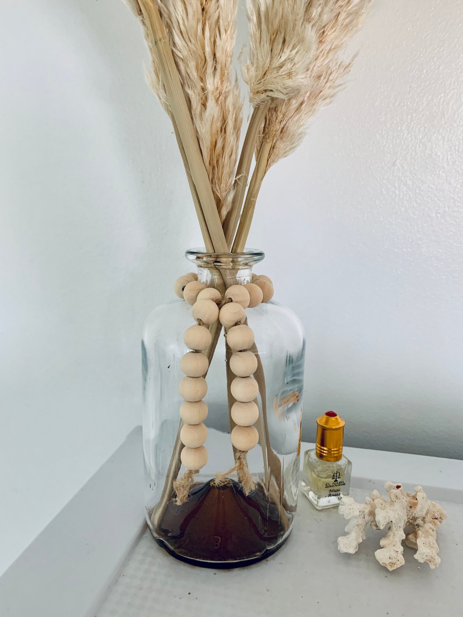 5 Dried pampas grass stems with beautiful bottle vase boho Etsy