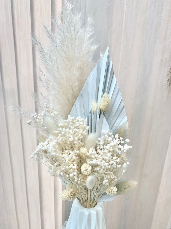 Bouquet de fleurs blanches séchées lances de palmier / bouquet - Etsy France