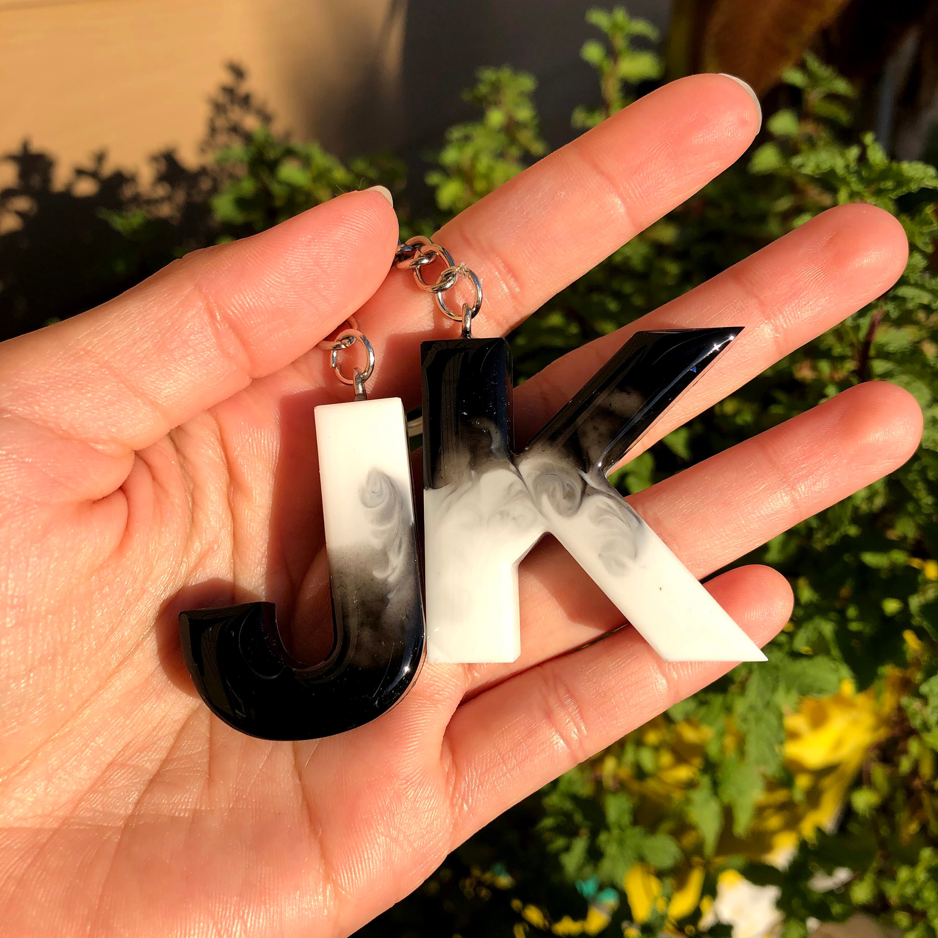 Custom Keychain Black & White Alphabet Keychain Initial Etsy