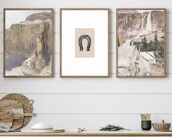 Western Wall Decor, Cowboy Wall Art, Desert Wall Art, Southwestern Wall Art, vintage Farmhouse Print, Modern Farmhouse Set of 3, Rustic Art