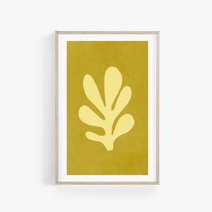 Rustic Farmhouse Wall Art, Neutral Prints Chartreuse Yellow Boho Wall Art, Neutral Wall Art, Matisse Shapes, boho wall decor Henri Matisse
