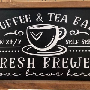 Coffee and Tea Bar Wood Sign | Coffee Bar Decor | Coffee | Tea | Wall Decor | Home Decor | Wood Sign | Fresh Brewed Decor