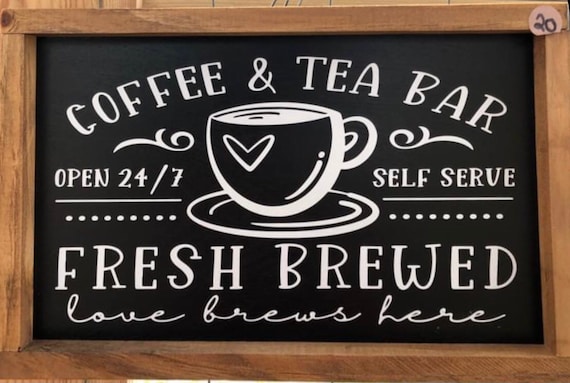 Coffee and Tea Bar Wood Sign | Coffee Bar Decor