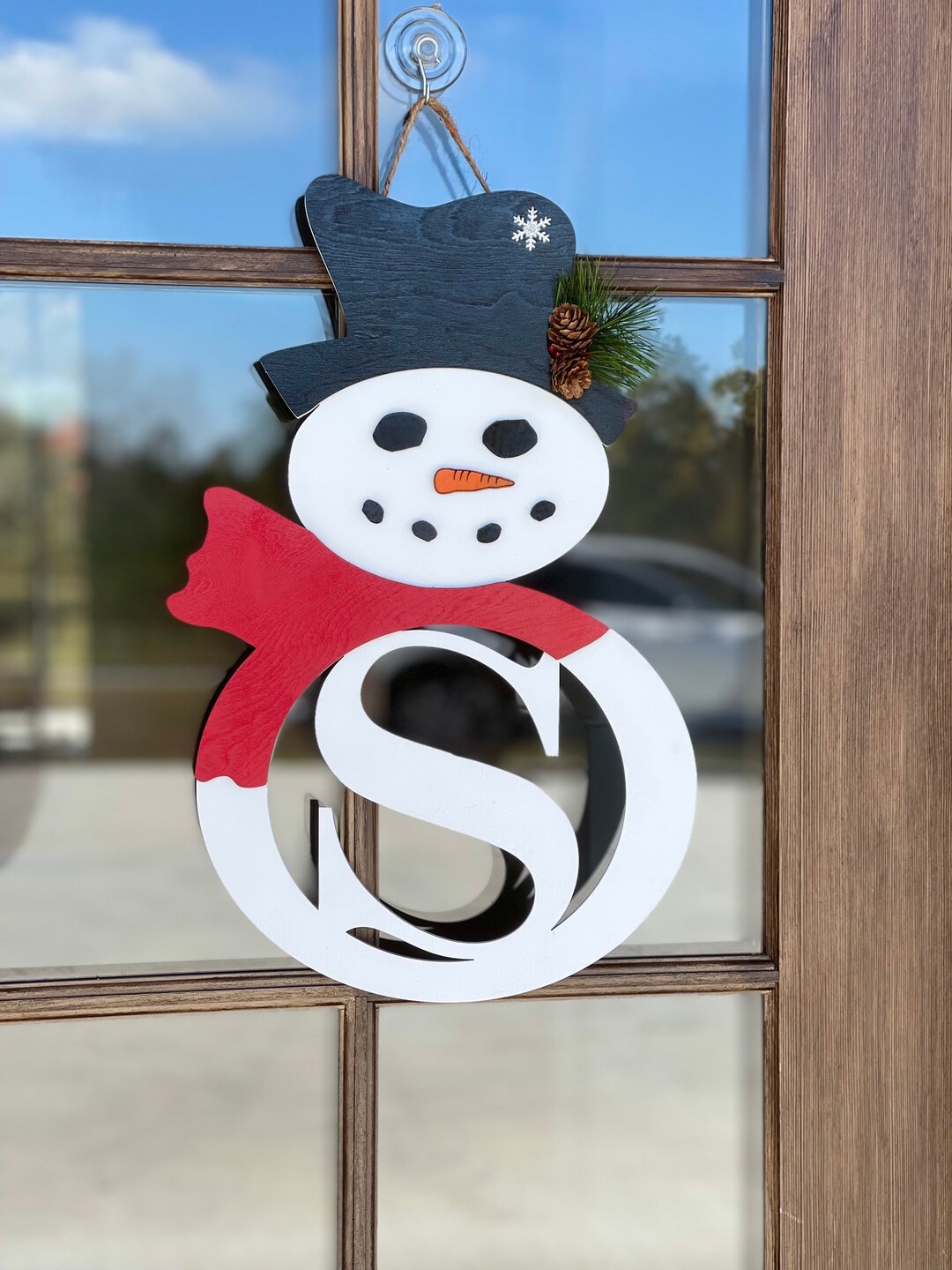 Monogram Snowman Door Hanger - Etsy