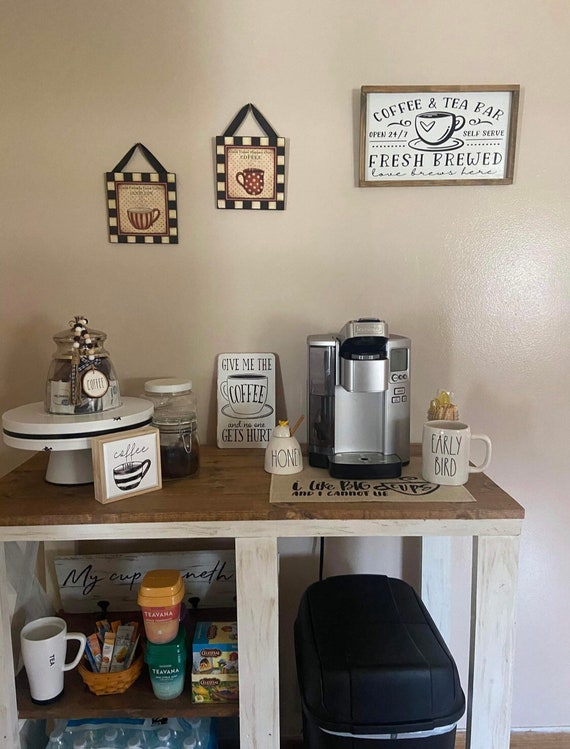 Buy Coffee and Tea Bar Wood Sign Coffee Bar Decor Coffee Tea Wall
