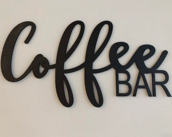 Laser Cut Coffee Bar Sign, Black Birch Plywood Decor