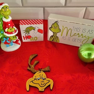 Grinch Ornament | Max Ornament |  Handmade Wooden Christmas Decoration | Holiday Keepsake | Unique Gift for Grinch Fans Festive Decor