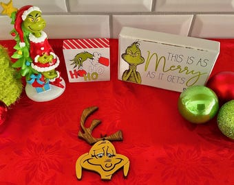 Grinch Ornament | Max Ornament |  Handmade Wooden Christmas Decoration | Holiday Keepsake | Unique Gift for Grinch Fans Festive Decor