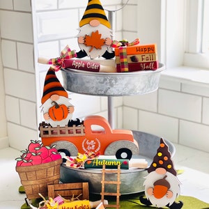 秋の段付きトレイアイテム | 木製トラック | 秋の装飾 | 秋の装飾 | 木製の本 | 麺棒 | 秋のノーム | 家の装飾