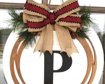 Winter Door Hanger with Letter | Winter Wreath | Initial | Front Door Wreath | Door Hanger | Home Decor | Winter Decor