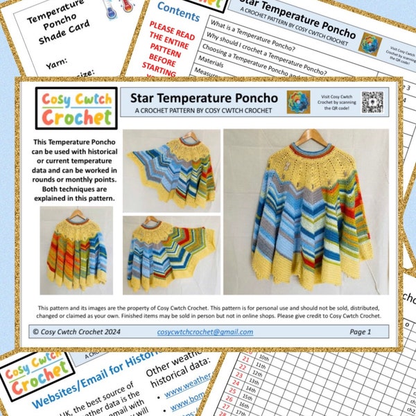 CROCHET PATTERN - Star Temperature Poncho (78 pages)