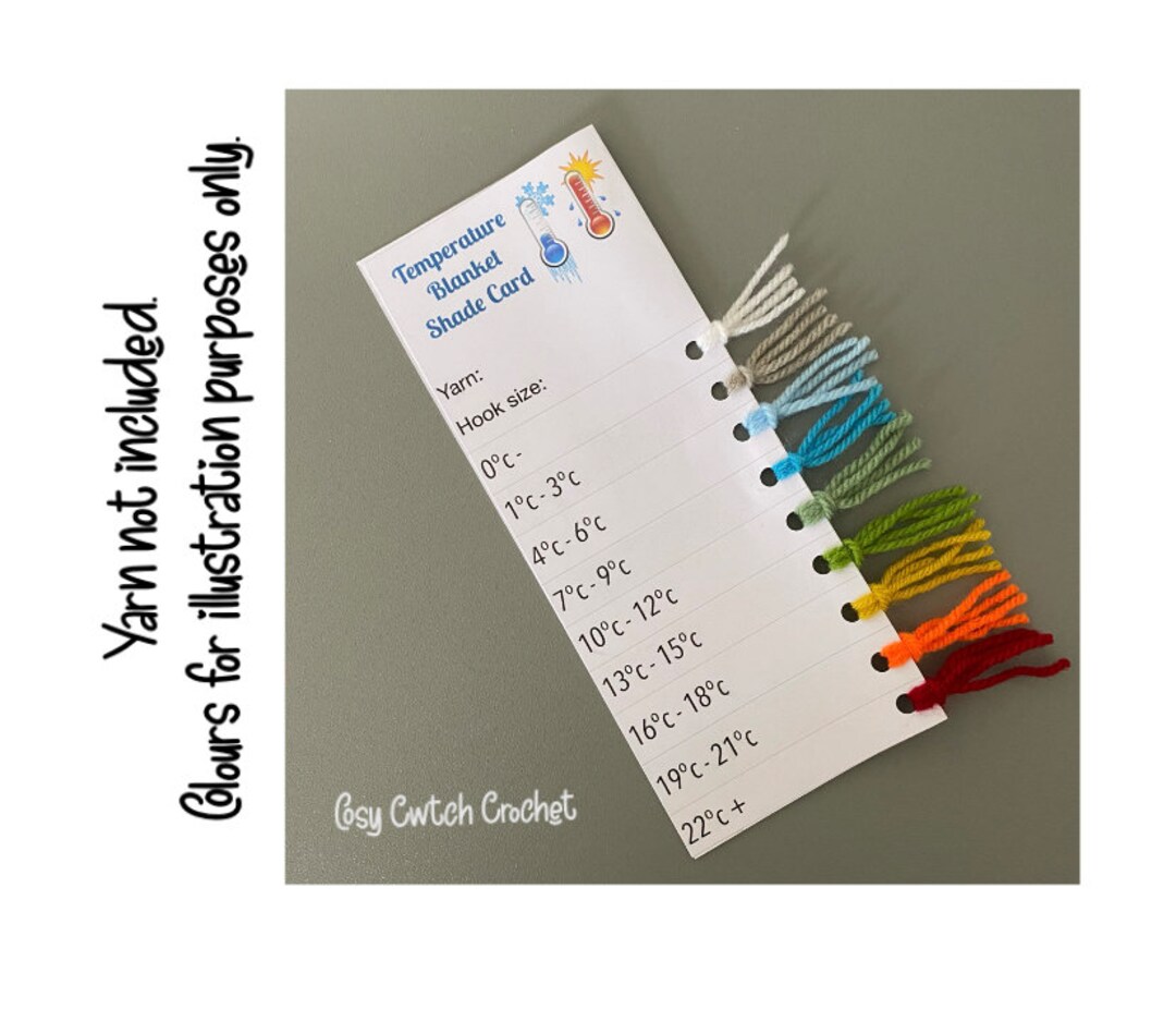 PDF DOWNLOAD Temperature Blanket Shade Card celsius Etsy