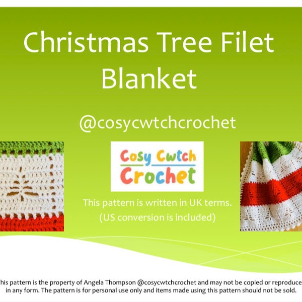 CROCHET PATTERN - Christmas Tree Filet Blanket