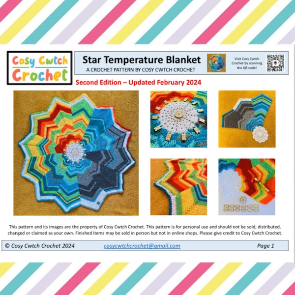 CROCHET PATTERN - Star Temperature Blanket (67 pages) 2nd EDITION