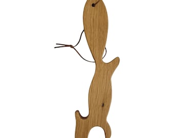 Red Oak Wooden Squirrel oven rack puller push-me pull-you