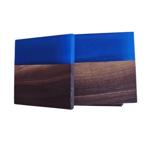 Walnut with Dark Blue Epoxy Coaster
