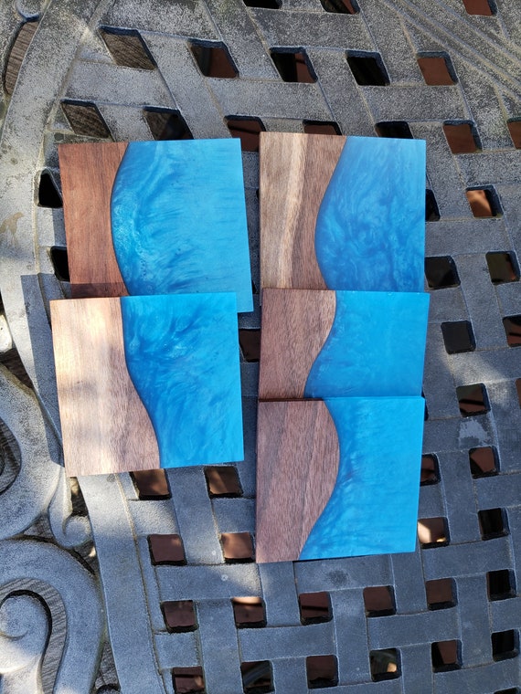 Blue River Epoxy Coaster Epoxy River Coasters Custom Etsy