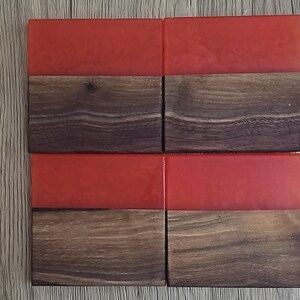 Walnut with Red Epoxy Coaster