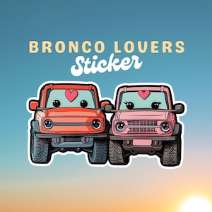 Bronco couple Truck Sticker – Cute Cartoon Couple Sticker for Car Lovers, Off-Road Enthusiasts, and Gift Ideas