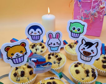 Archivo de bordado de animales cupcake, 9 motivos diferentes ITH para el marco 10x10