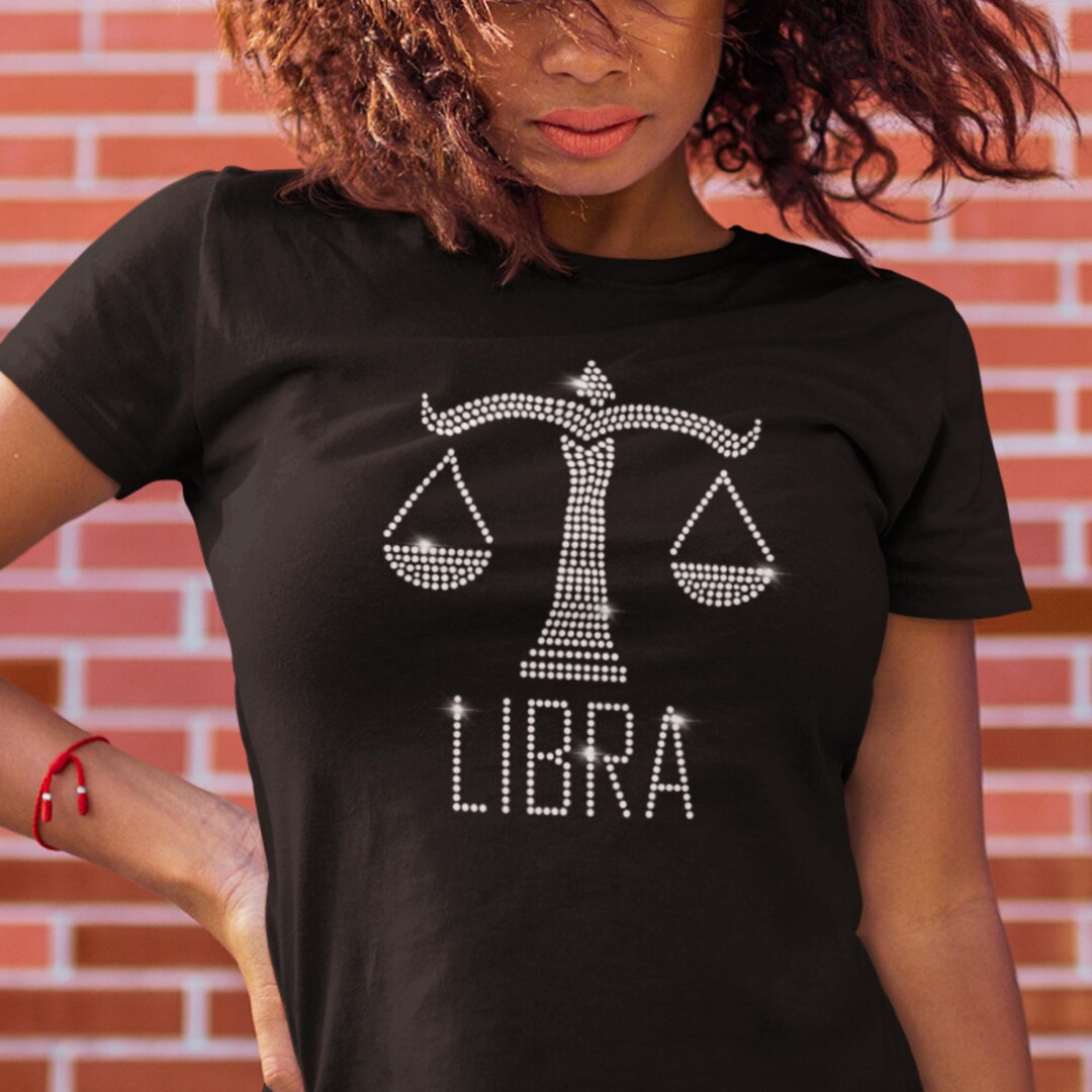 Libra Rhinestone Libra Zodiac Sign Rhinestone Tshirt - Etsy UK