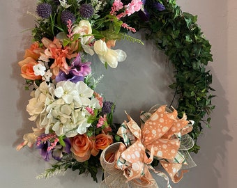 Grapevine and Faux Flower Wreath