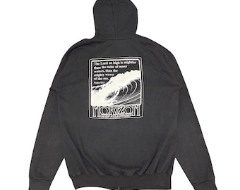 Bluza z kapturem i zamkiem błyskawicznym "Horizon Surf Fellowship" w stylu vintage z lat 90. Discus Athletic (Psalm 93:4)