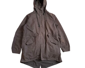 Klasyczny płaszcz parka Fred Perry Union Jack Liner Fishtail Mod, wytrzymały, szary