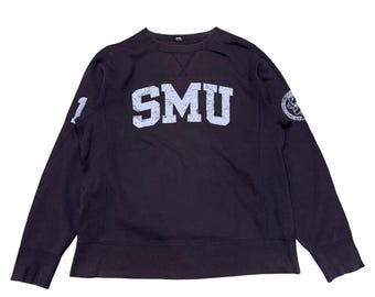 Vintage UNIQLO x Südliche-Methodist-University (SMU) Stifts-Sweatshirt - XL | Beunruhigtes grafisches Pony-Logo