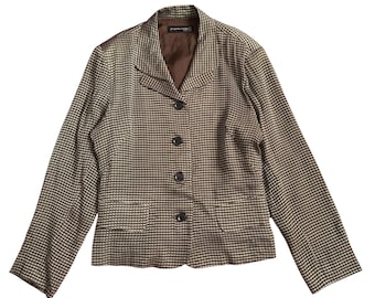 Marynarka vintage Jacques Molko Paris z mieszanki jedwabiu i teksturowanego żakardu, rozmiar 40