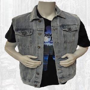 Denim Vest Mens Denim Vest jean Vest Summer Vest Fitted Button Up Vest Sleeveless Denim