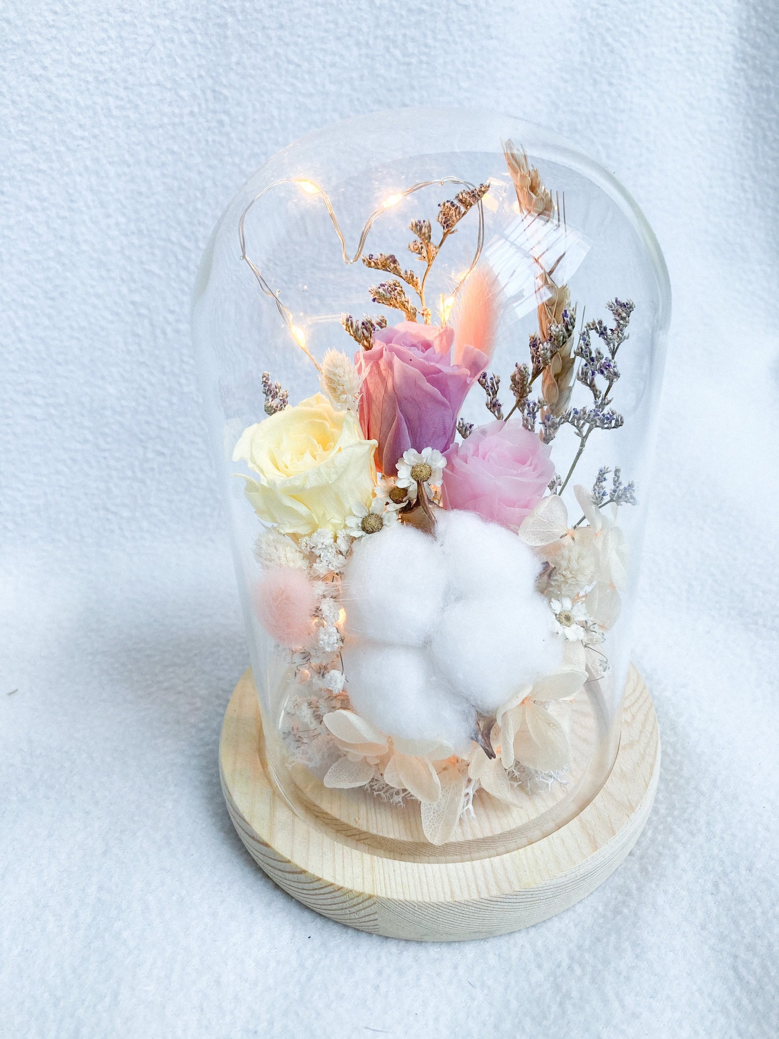 Big Dried Flower Glass Dome Ready Stock Cotton Flower Etsy