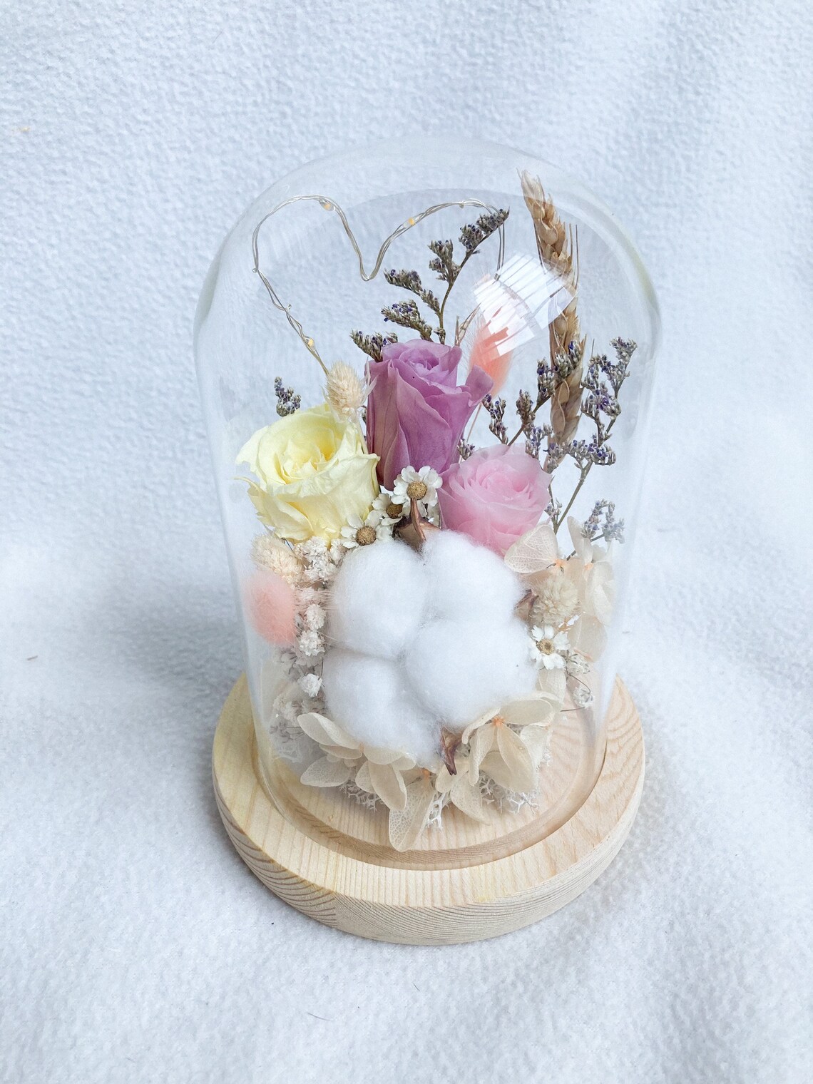 Big Dried Flower Glass Dome Ready Stock Cotton Flower Etsy