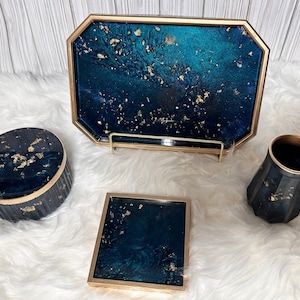 Rolling Tray Set, Custom Decorative Resin Vanity Tray, Unique Gifts for Her, Perfume Tray, Bridal Shower, Home Decor Christmas Gift
