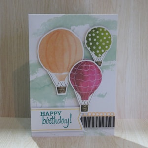 Looking Up Cartes de vœux, faites à la main avec Stampin' Up! Timbres + Accessoires, Avion, Montgolfière