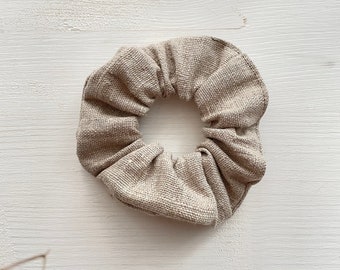 Leinen-Scrunchie, 100% reines dunkles Naturleinen