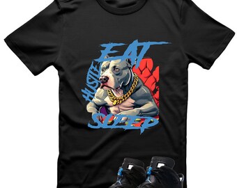 Camiseta unissex – Camiseta de manga curta, camiseta com gola redonda Bully Dog Eat Sleep Hustle, camiseta com estampa gráfica, camiseta pulôver, camiseta softstyle